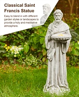 Glitzhome St. Francis Garden Statue with Birdfeeder