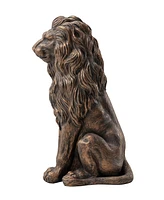 Glitzhome Oversized Bronze Sitting Lion Garden Statue