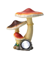 Glitzhome Solar Powered Vibrant Mushrooms Garden Statue