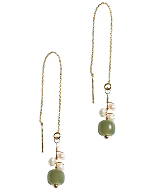 seree Madeleine - Jade and freshwater pearl drop earrings