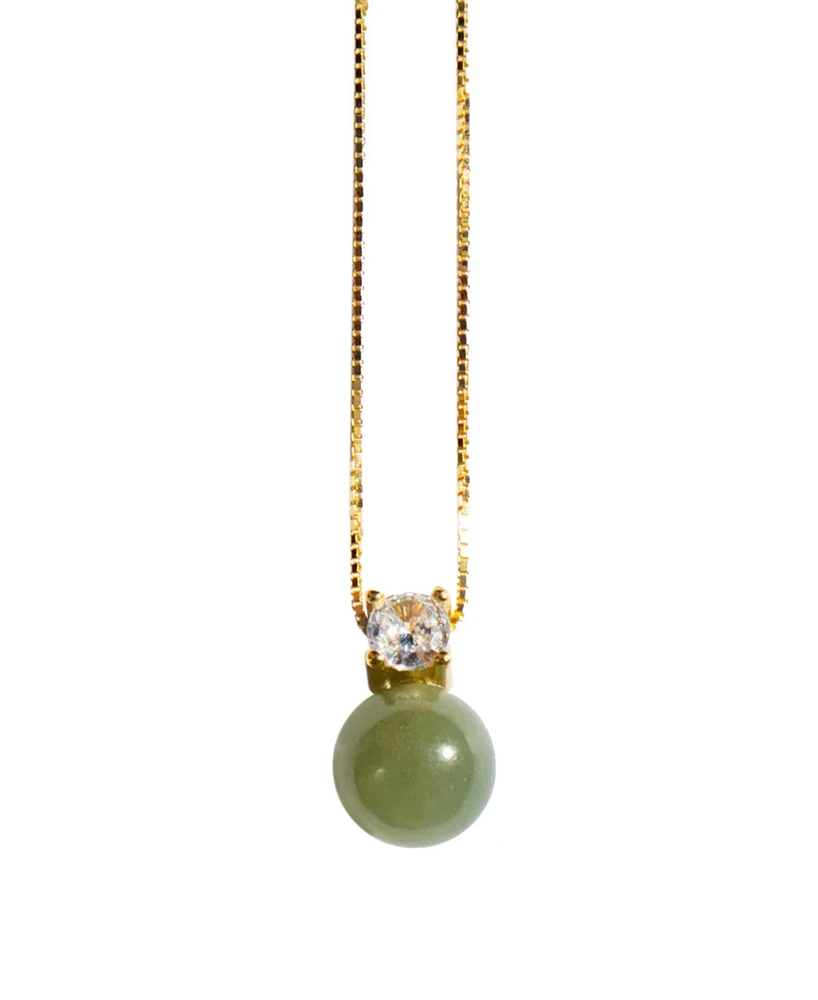 seree Esther - Green jade and zircon necklace