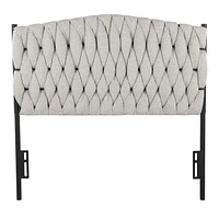 Braided Matisse Twin Size Headboard In Black Metal And Cream Fabric