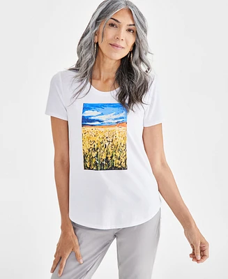 Style & Co Women's Graphic Crewneck T-Shirt, Created for Macy's