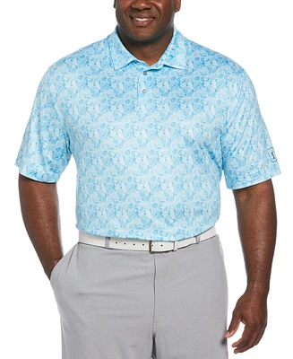 Pga Tour Men's Big & Tall Stretch Moisture-Wicking Floral Golf Polo Shirt