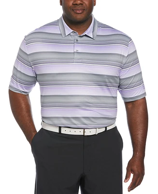 Pga Tour Men's Big & Tall Linear Energy Stretch Moisture-Wicking Textured Stripe Golf Polo Shirt