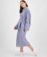 Hugo Women's Striped Long-Sleeve Cotton Shirtdress