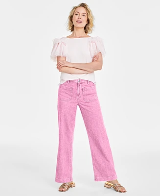 On 34th Women's Patch-Pocket Wide-Leg Jeans, Created for Macy's