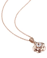 Lab-Grown White Sapphire Rose 18" Pendant Necklace (1/3 ct. t.w.) in Rose-Plated Sterling Silver