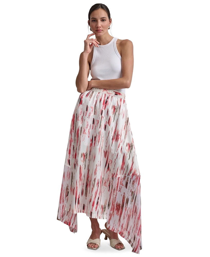 Dkny Women's Handkerchief-Hem Printed Maxi Skirt