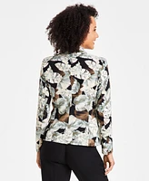 Kasper Women's Leaf-Print One-Button Blazer