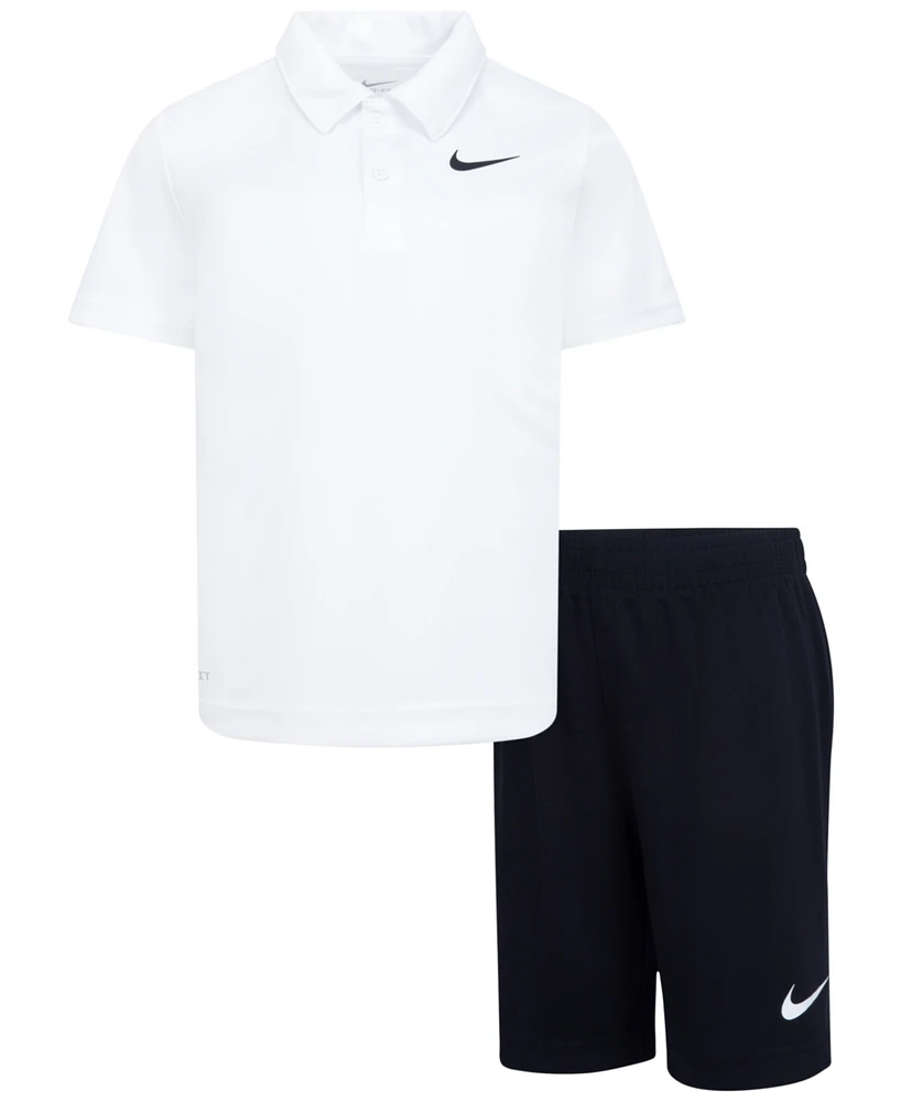 Nike Little Boys Dri-Fit Polo T-shirt and Shorts, 2-Piece Set