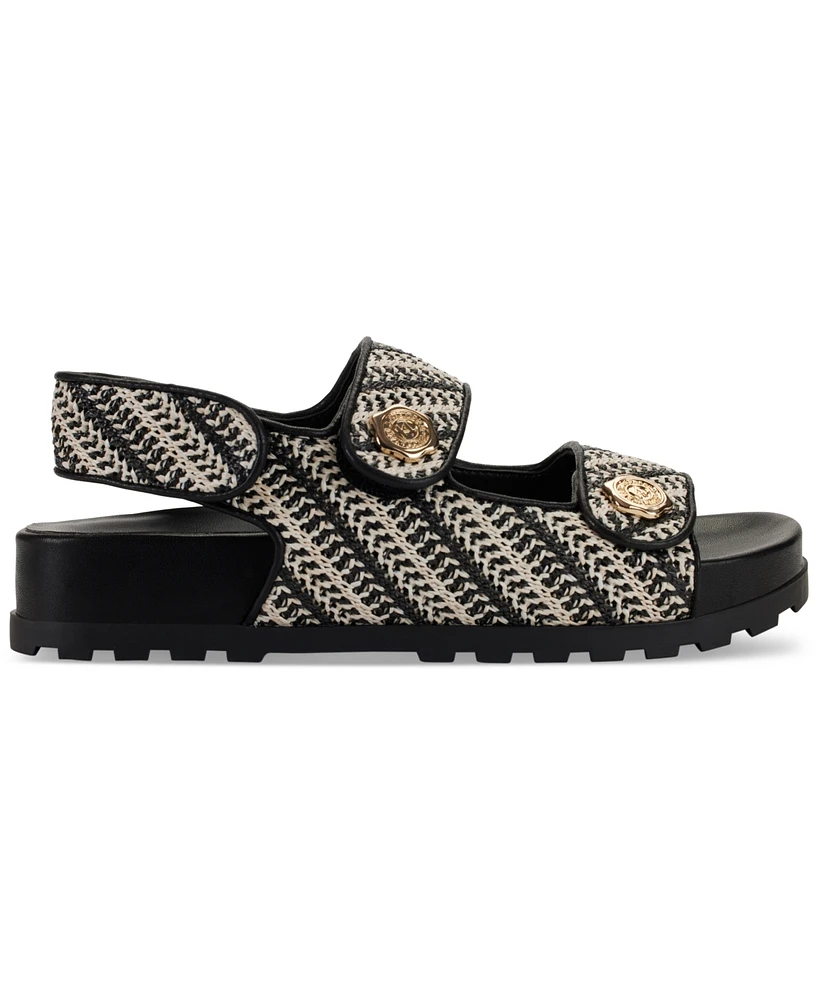 Karl Lagerfeld Paris Women's Bindi Button Woven Platform Sandals