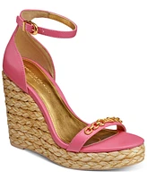 Donna Karan New York Yulissa Embellished Ankle-Strap Espadrille Wedge Sandals