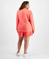 On 34th Trendy Plus Size Single Breasted Blazer Pleated Shorts Created For Macys