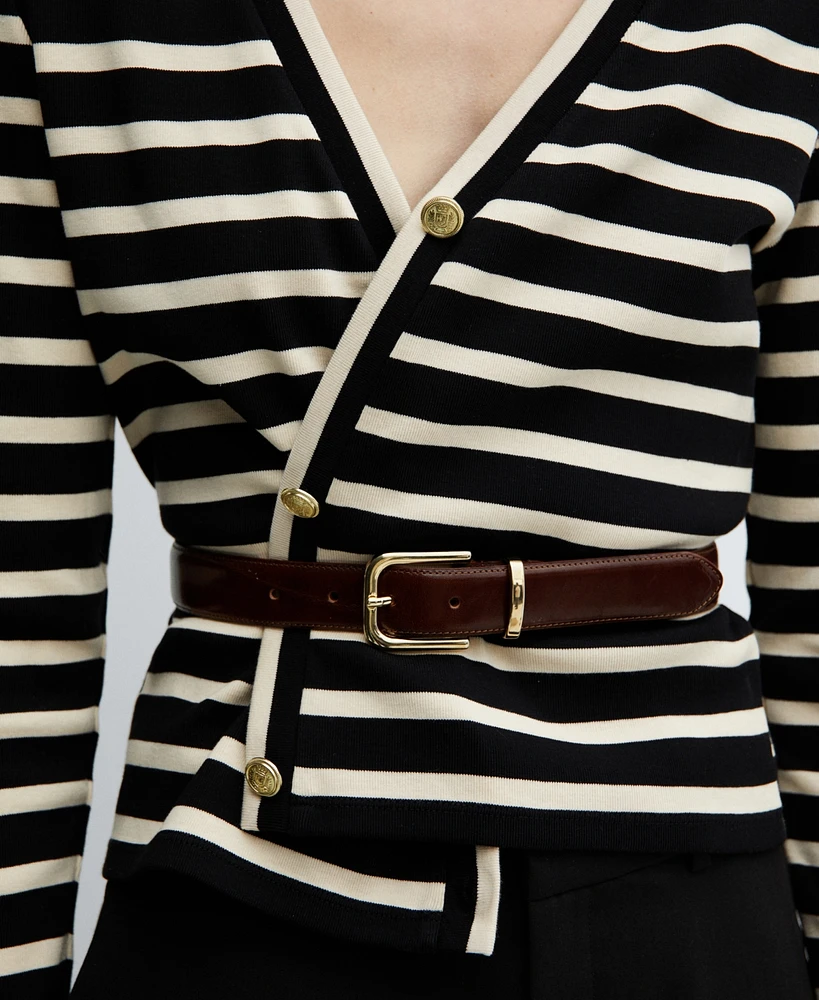 Mango Women's Buttons Detail Striped Cardigan