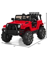 Sugift 12V Electric Ride On Truck with Parental Remote Control and Led Lights