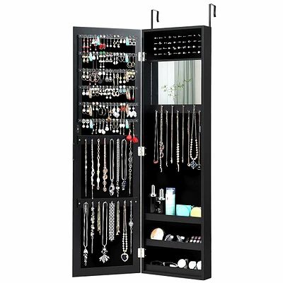 Sugift Full Length Mirror Jewelry Cabinet with Ring Slots and Necklace Hooks
