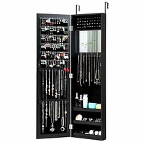 Sugift Full Length Mirror Jewelry Cabinet with Ring Slots and Necklace Hooks