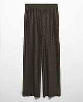 Mango Women's Textured Wide leg Pants - Beige