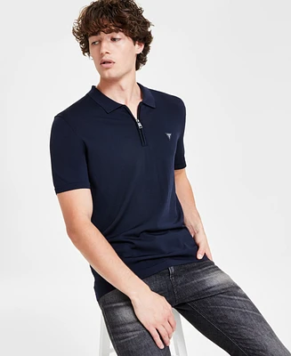 Guess Men's Dane Solid Quarter-Zip Tech Polo Shirt