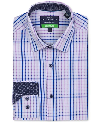 Men's Recycled Slim Fit Plaid Performance Stretch Cooling Comfort Dress Shirt