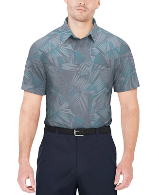 Pga Tour Men's Stretch Moisture-Wicking Palm-Print Golf Polo Shirt