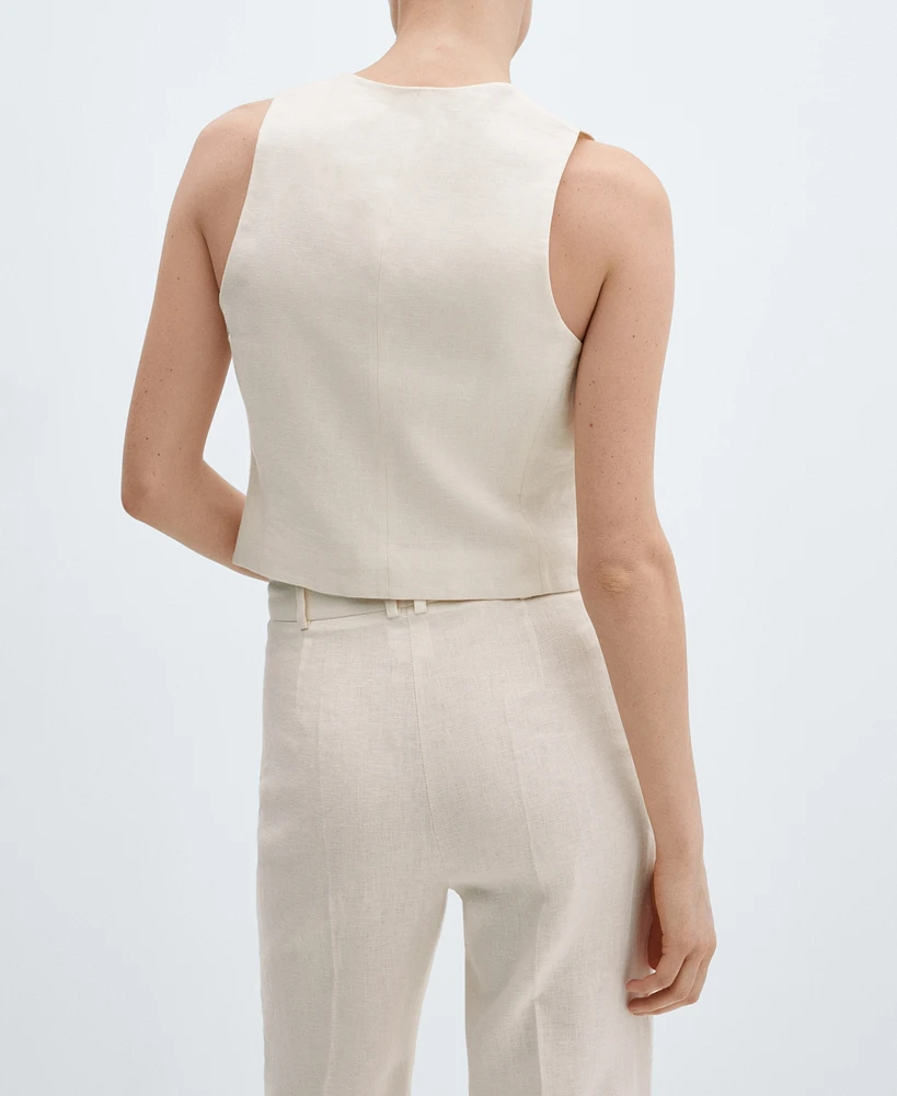 Mango Women's Linen Suit Vest