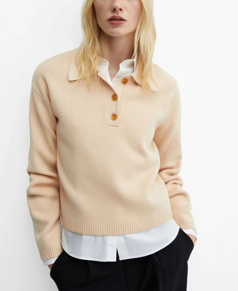 Mango Women's Buttoned Collar Knit Sweater