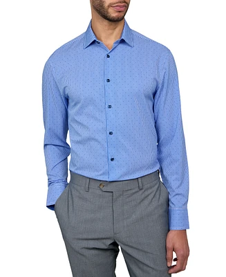 Men's Recycled Slim Fit Stripe Dot Performance Stretch Cooling Comfort Dress Shirt