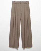 Mango Women's Wide leg Pleated Pants