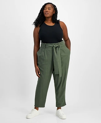 On 34th Trendy Plus Belted High-Rise Ankle Pants, Created for Macy's