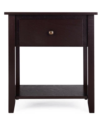 Sugift Nightstand with Drawer and Storage Shelf for Bedroom
