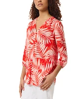 Jones New York Women's Printed Kelly V-Neck Blouse