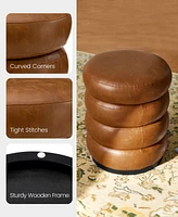 Glitzhome Modern Coffee Upholstered Storage Ottoman or Accent Stool