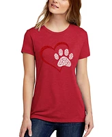 La Pop Art Women's Premium Blend Word Paw Heart T-Shirt