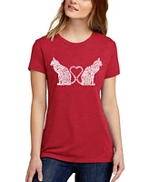 La Pop Art Women's Premium Blend Word Cat Tail Heart T-Shirt