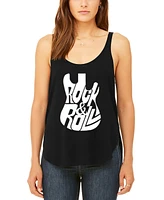 La Pop Art Women's Premium Word Rock And Roll Guitar Flowy Tank Top