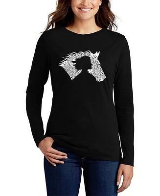 La Pop Art Women's Word Girl Horse Long Sleeve T-Shirt