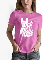 La Pop Art Women's Word Rock And Roll Guitar T-Shirt