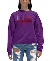 La Pop Art Women's Word Proud To Be An American Crewneck Sweatshirt