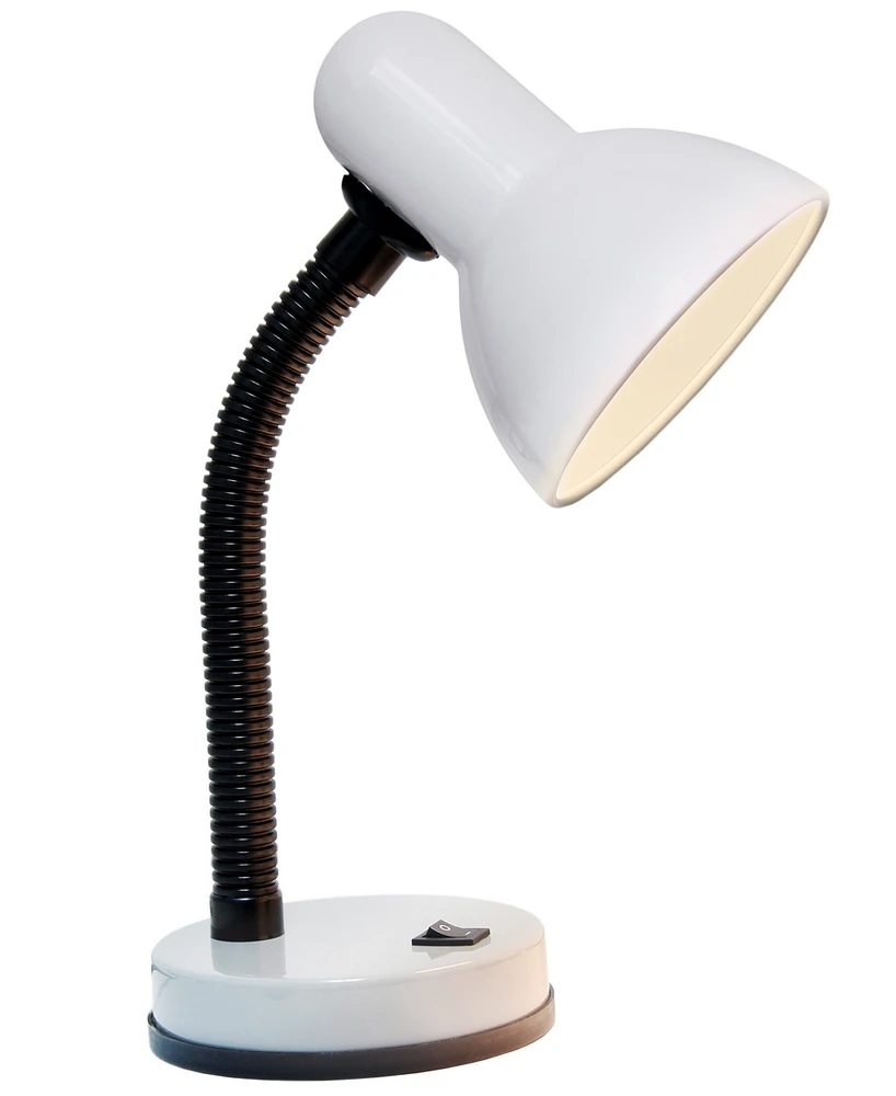 Creekwood Home Essentix 14.25" Traditional Fundamental Metal Desk Task Lamp, Bowl Shaped Shade with Flexible Gooseneck