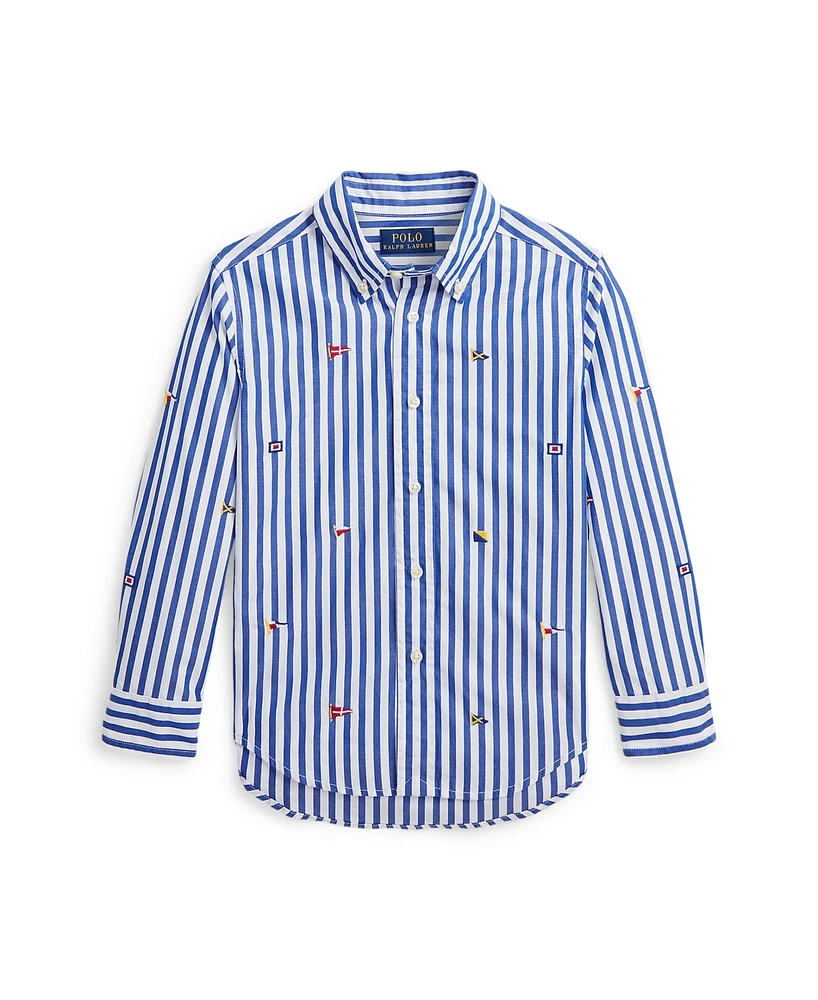 Polo Ralph Lauren Toddler and Little Boys Sailing-Flag Striped Cotton Poplin Shirt