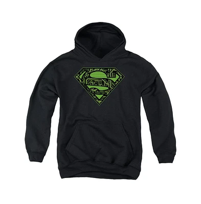 Superman Boys Youth Circuits Shield Pull Over Hoodie / Hooded Sweatshirt
