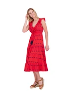 Mer St. Barth Women's Giselle Maxi Dress Red Embroidery