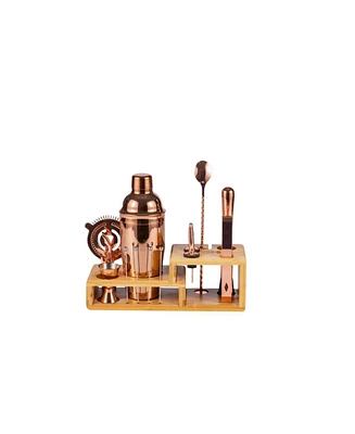 Touch of Mixology Premium 14 Piece Stainless Steel Bartender Kit with Bamboo Stand (Rose Gold)