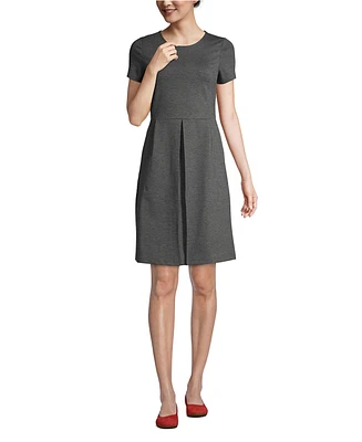 Lands' End Women's School Uniform Short Sleeve Ponte Dress Top of Knee