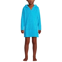 Lands' End Girls Long Sleeve Hooded Front Pocket Terry Cloth Swimsuit Cover-Up