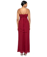 Betsy & Adam Women's Draped-Back Spaghetti-Strap Gown