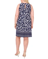 Msk Plus Printed Keyhole Shift Dress