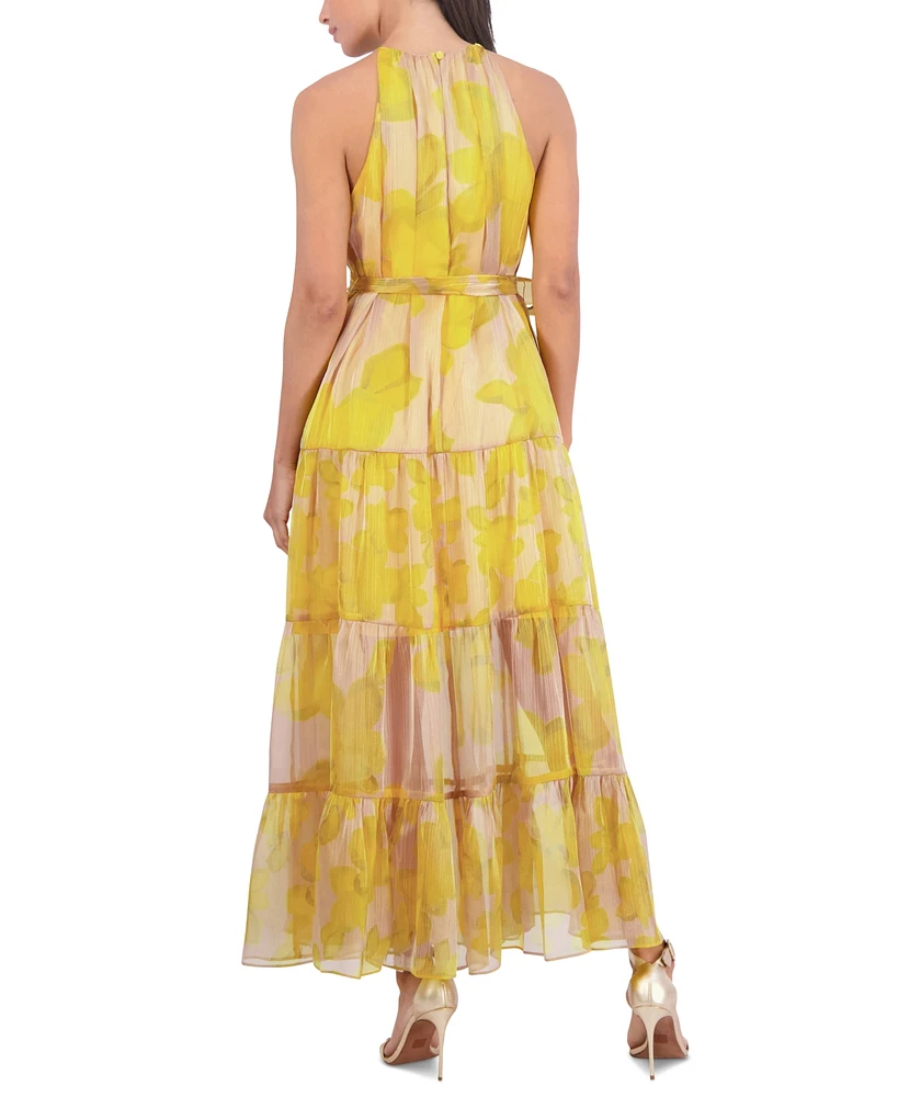 Bcbg New York Women's Sleeveless Halter Tiered Maxi Dress
